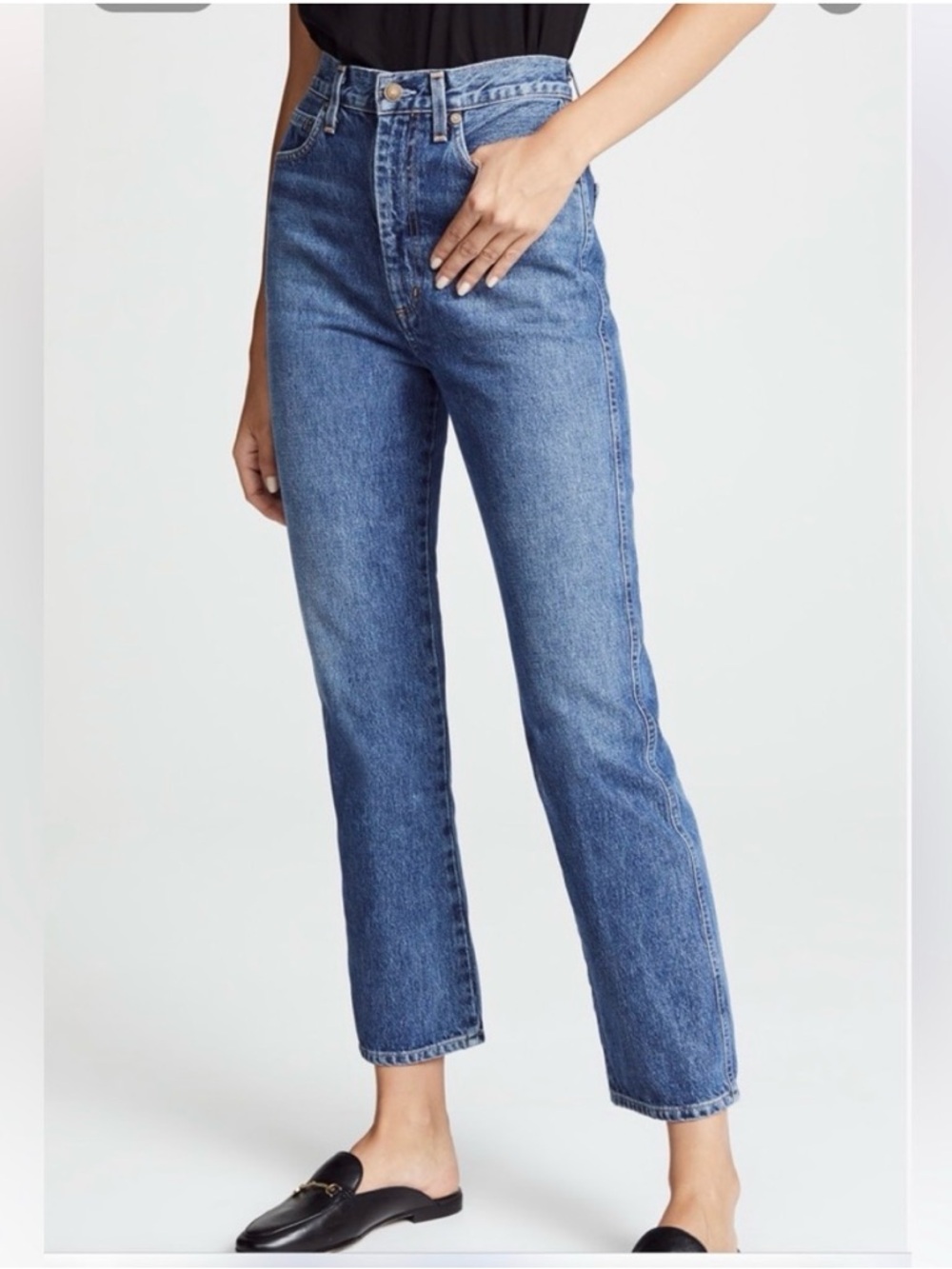 Agolde pinch waist high rise kick denim Jeans in Washed Blue